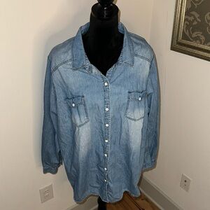 Torrid denim buttoned down denim women’s shirt blouse long sleeves Sz 3